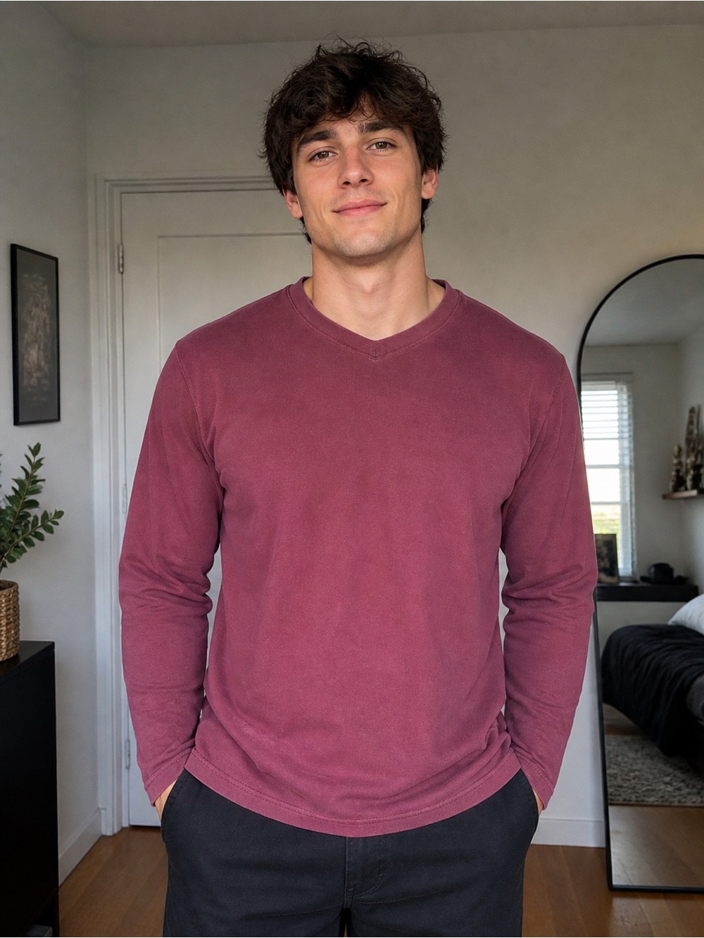 Levi’s Thermal Shirt Men’s Small Red Long Sleeve Waffle Knit Casual Pullover
